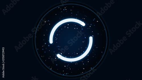 Glowing Blue Circle with Particles on Dark Background