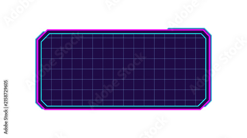 Futuristic neon grid frame for digital interface design with glowing cyan and pink lines art
