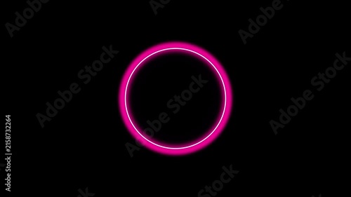 Pink Neon Circle on Black Background glowing light