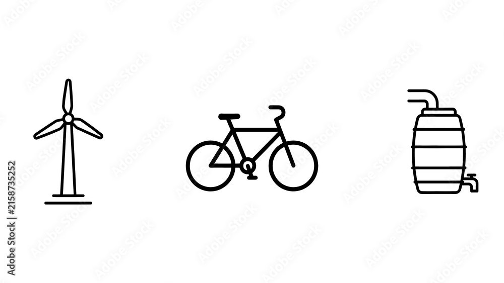 Obraz premium Sustainable lifestyle trio icons with each isolated transparent on transparent background