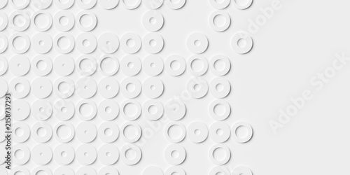 Canvas Print Modern minimal white background grid or array of circles with random thickness f