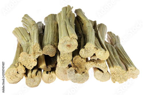 dried sugarcane stalks isolated on white background