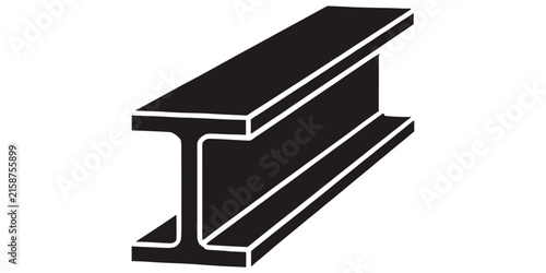 Foto A single dark grey steel i beam structural shown in perspective on a plain white