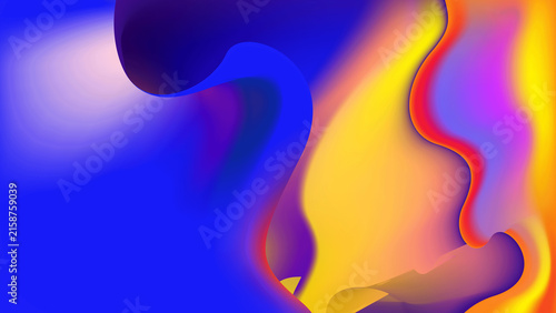 Canvastavla Abstract Dynamic Cobalt Amber Fluid Mesh Blend Graphic