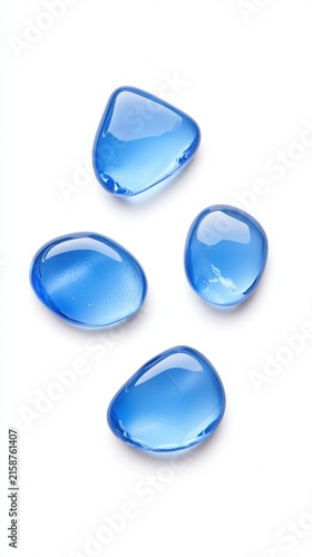 Cool Blue Glass Shapes Isolated On White Background