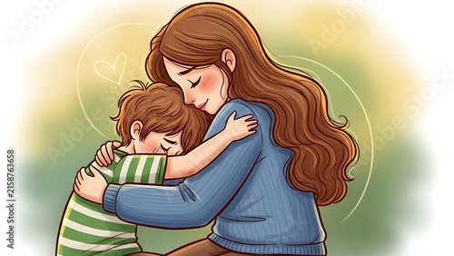 Mother Hugging Her Child With Love and Care.