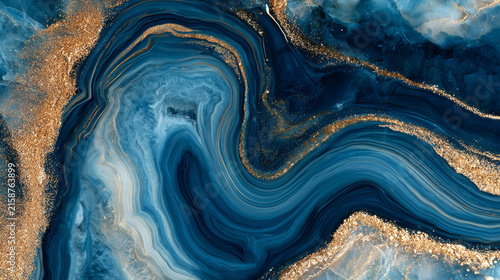 Obraz na płótnie Luxury Blue Marble Background with Gold Glitter and Geode Texture