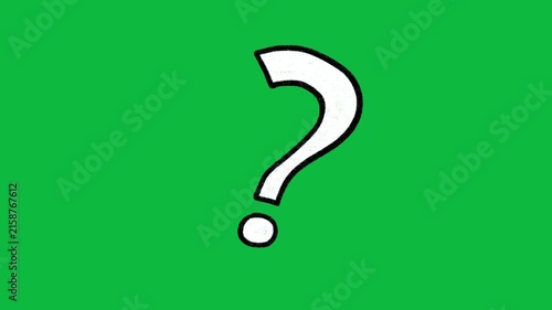 2D Hand Drawn Question Mark Animated Symbol Green Screen Overlay