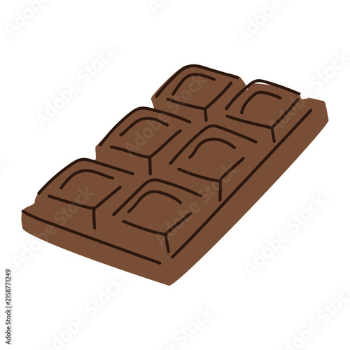 Hand-drawn chocolate bar in a flat style on a white background