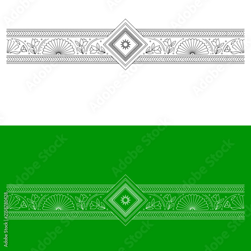Elegant Art Deco Geometric Floral Border Pattern for Textile & Print Design