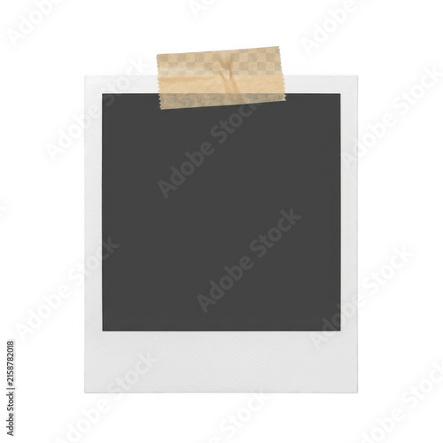 Blank vintage polaroid photo frame with adhesive tape