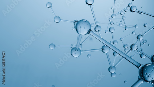 Cuadro en lienzo Molecule, atom, science, chemistry, network, blue abstract molecular structure w