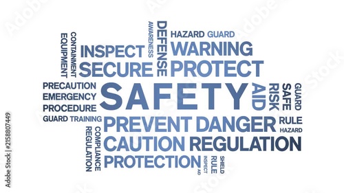 Safety animated word cloud-animation tag kinetic typography seamless loop.