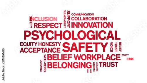 Psychological Safety animated word cloud-animation tag kinetic typography seamless loop.