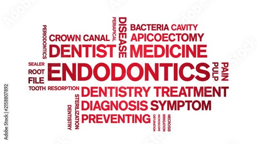Endodontics animated word cloud-animation tag kinetic typography seamless loop.