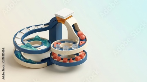 Colorful abstract 3D render of an educational learning toy design for children