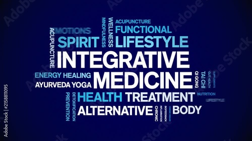 integrative medicine animated word cloud-animation tag kinetic typography seamless loop.