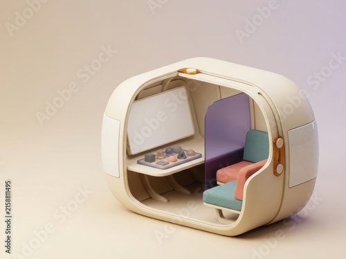 Stylish compact learning pod design with ergonomic seating and workspace