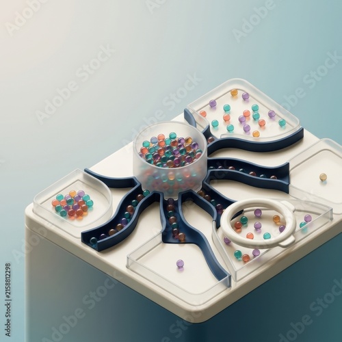 Colorful beads in an octopus-shaped sorting tray for educational learning