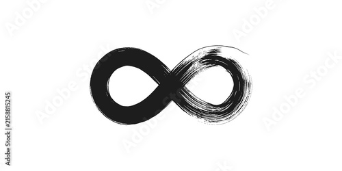 Photography Hand drawn infinity loop symbol with grunge brush texture for modern branding and spiritual concept design