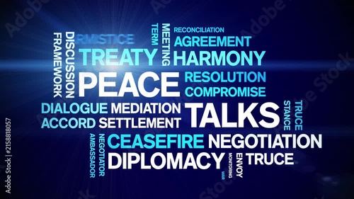 Peace Talks animated word cloud-animation tag kinetic typography seamless loop.