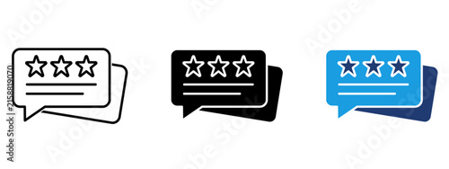 Canvastavla Customer review chat bubble icon set with three star rating