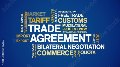 Trade Agreement animated word cloud-animation tag kinetic typography seamless loop.