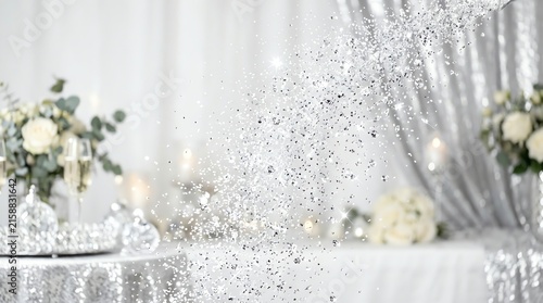 Festive Sparkling Celebration Table with White Floral Decor
