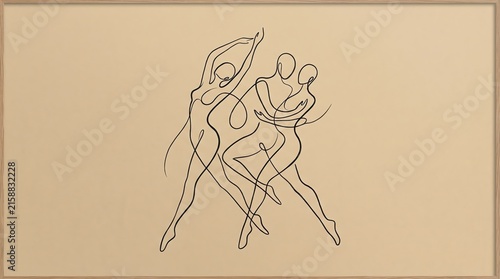 Abstract Line Dancers in Minimalist Frame