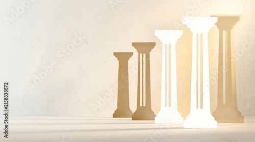 Tall Classical Columns Fading Into Light