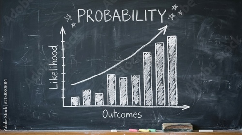 Probability chart drawn with white chalk on a black chalkboard