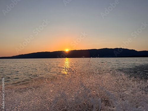 Cuadro en lienzo sunrise, Sonnenaufgang, Bregenz, Pfänder, sonne, See, Boot