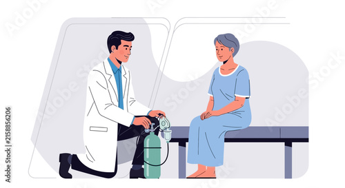 Medical Professional Providing Oxygen to Patient Depicting Health Care and Hospital Assistance