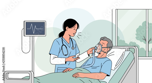 Medical Professional Providing Oxygen To Patient Undergoing Treatment At Hospital