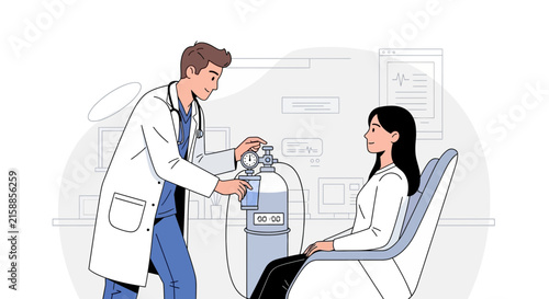 Medical Professional Providing Oxygen Treatment to Patient in Modern Clinical Setting