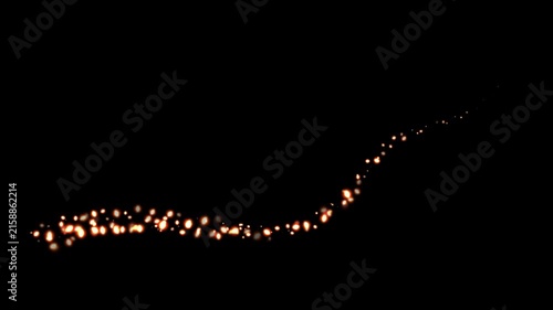 Magic light curve trail animation with sparkling bokeh, glowing white fairy dust, twinkling star particles and shimmering sparkle transition effect on black screen in seamless ultra HD 4K