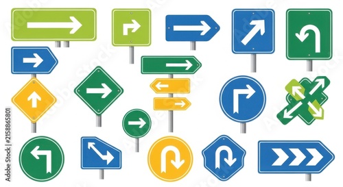 Diverse Directional Traffic Signs And Symbols Collection