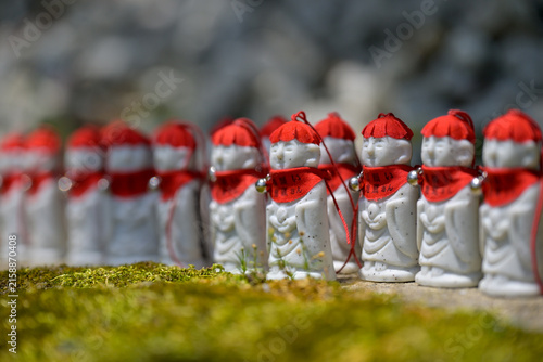 Rows of Jizo Buddhist Statues with Red Caps at Nihon-ji Temple, Mount Nokogiri, Japan