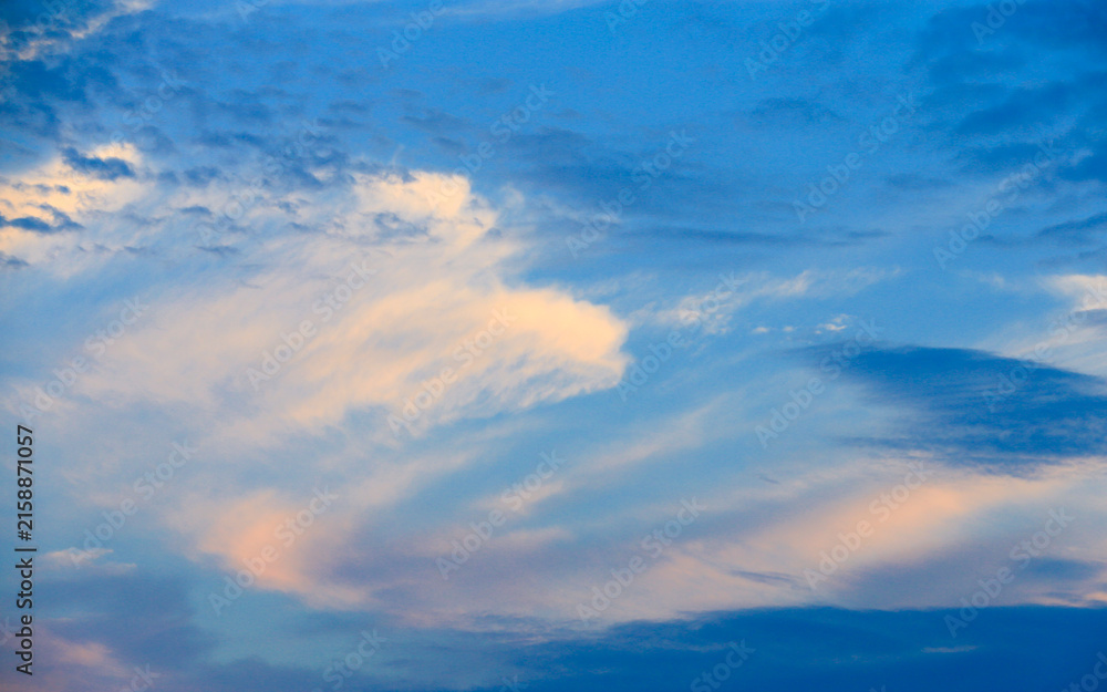 Obraz premium Blue sky with soft white clouds on clear day