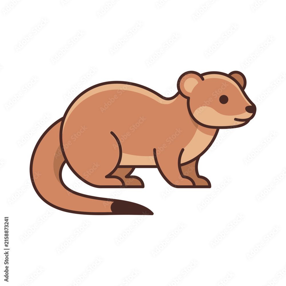 Obraz premium Brown ferret or weasel illustration in profile view.