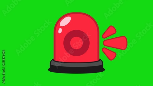 emergency warning alert light animation on green screen 