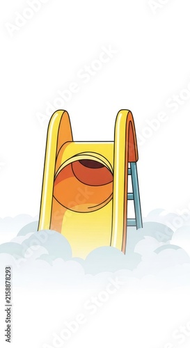 Yellow Playground Slide in a Snowy Landscape.