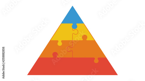 Four level colorful puzzle pyramid infographic template