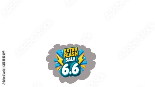 Vibrant extra flash sale motion graphic featuring colorful promotional badges and multiple discount values. Designed for online stores, e-commerce campaigns, retail advertising, shopping promotions
