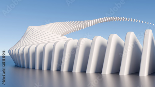 Obraz na plátně Modern 3D white geometric architectural background with dynamic spiral curve design
