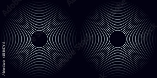 Blue abstract background with glowing circles. Swirl circular lines pattern. Geometric spiral. Twirl element. Modern graphic design. Futuristic technology concept.
