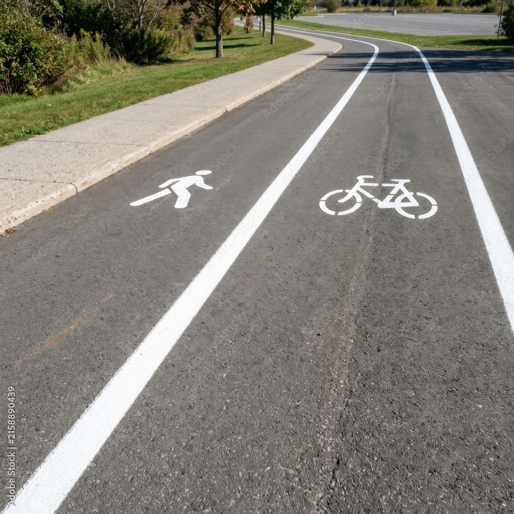 Obraz premium Dedicated Paths For Pedestrians And Cyclists On Paved Trail