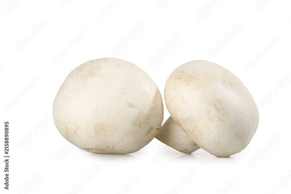 Fototapeta premium Fresh Portobello Mushrooms Isolated on White Background - Healthy Organic Produce