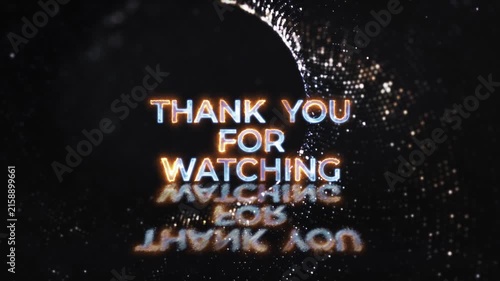 3D animation of Thank you for watching glow glitch text digital effect cinematic title abstract background. Ending cover for intro,isolated transparent video animation text with isolated alpha channel