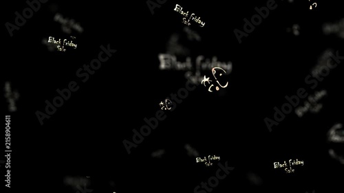 Loop animation of Black Friday Sale white neon glitch text word light animation effect cinematic title flow on black abstract background. 